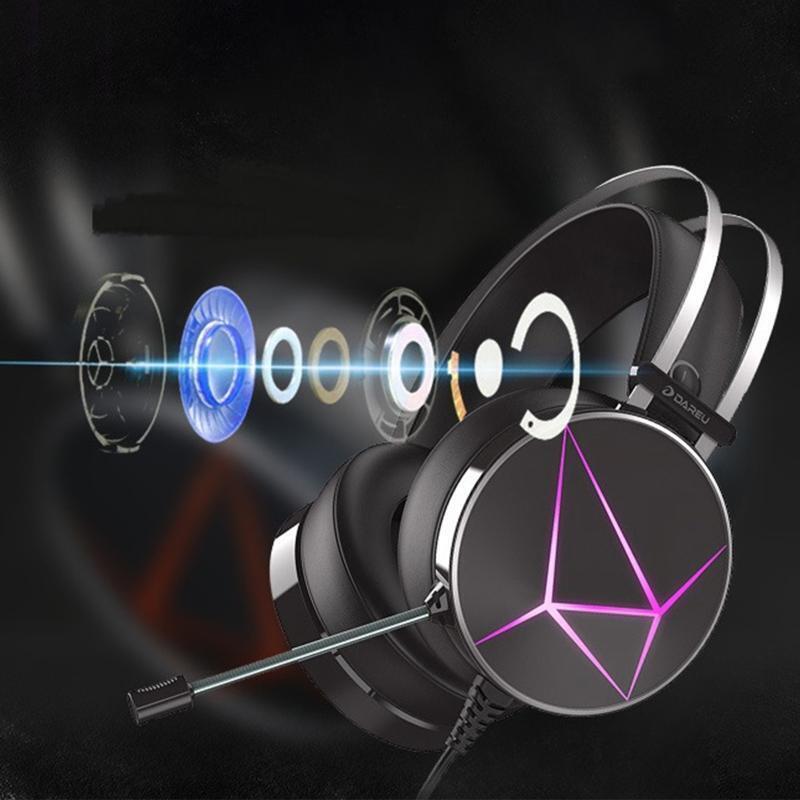 Foldable Gaming Headset Usb Headphone Wired USB LED Hifi Sound for Gamers Gift