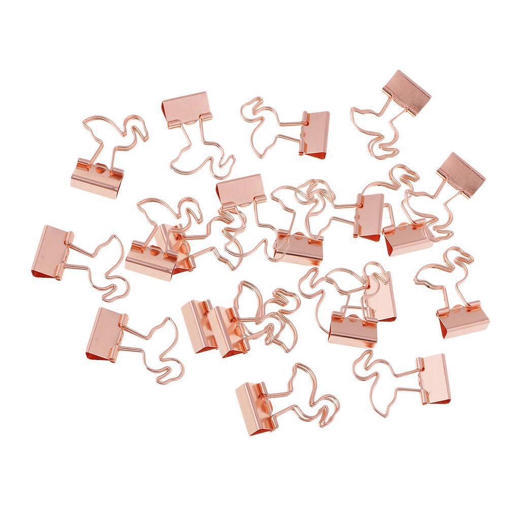20 Pieces Cute Flamingo Metal Foldback Binder Clips Stationary Paper Clips