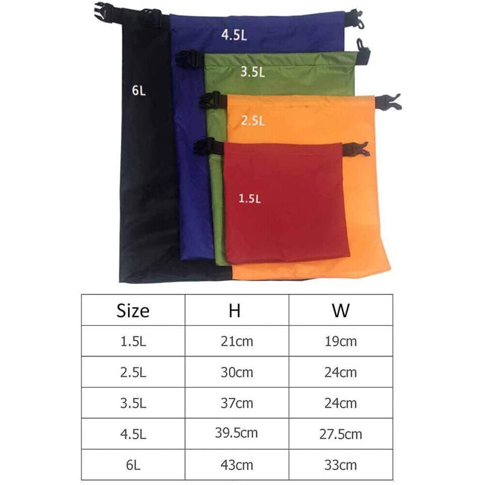 5pcs 1.5-6L Outdoor Waterproof Dry Bag Storage Pouch Swimming Floating Bags