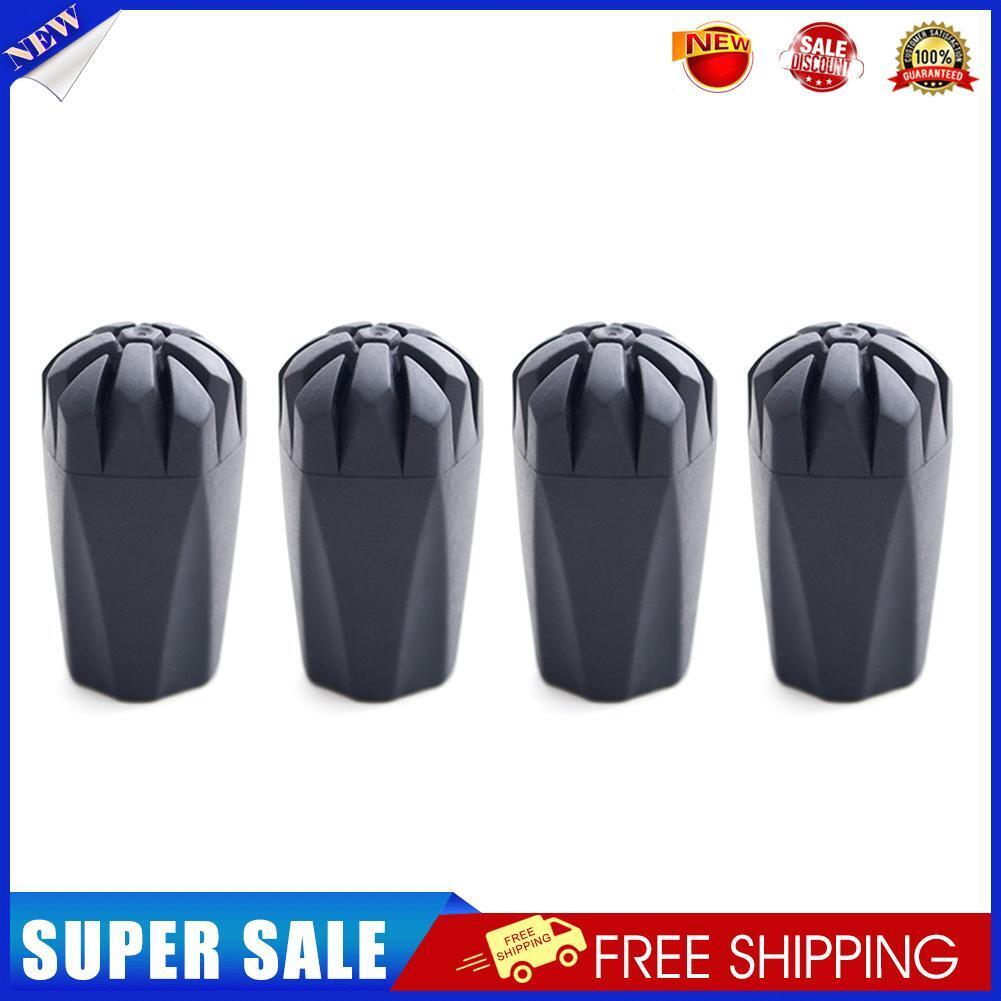 4pcs Trekking Pole Walk Stick Climb Camping Protector Cap Tip Cover (Black)