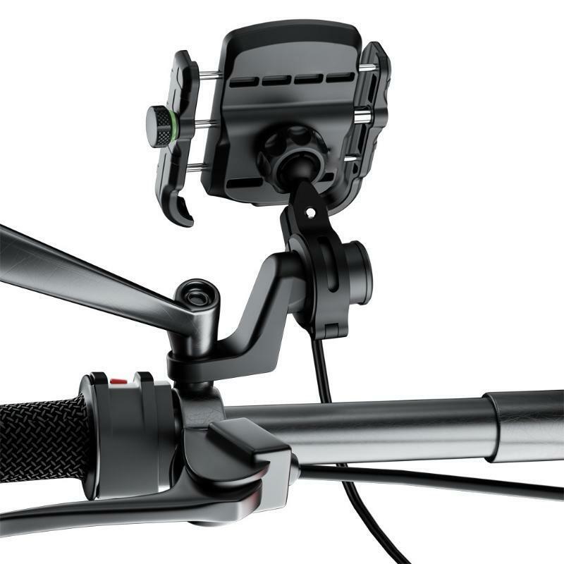 12V-90V Motorcycle E-bike Handlebar Rear-View Mirror Cellphone Stand USB Charger