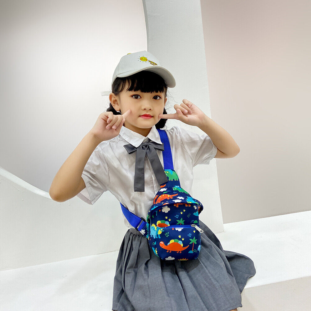Cute Cartoon Print Chest Bag Children Mini Hats Nylon Messenger Bags (Blue)