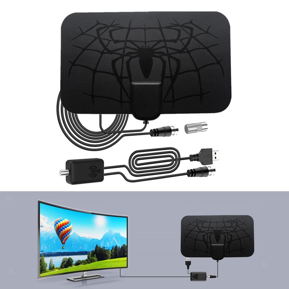 TV Antenna HD 4K Support 720P, 1080i, 1080P / Atsc, Black, with Signal Amp HD