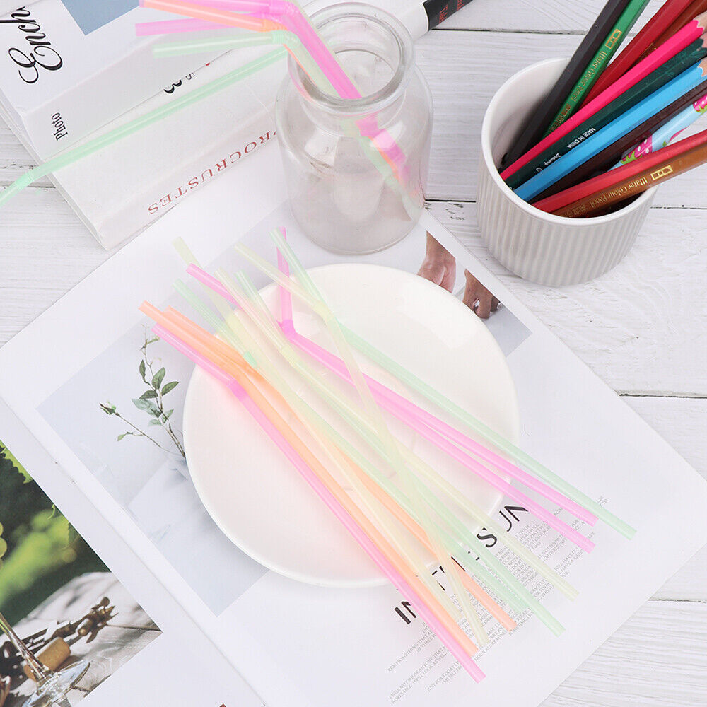 New Home Bar Party Disposable Extra Long Bend Drinking Straws Plastic Curved