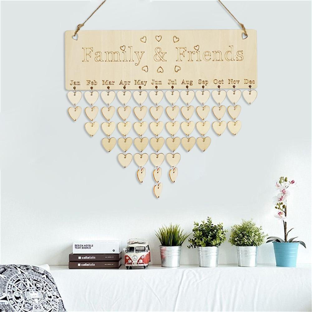 Wooden Family Friends Date Reminder Sign DIY Calendar Board Home Decor(Love