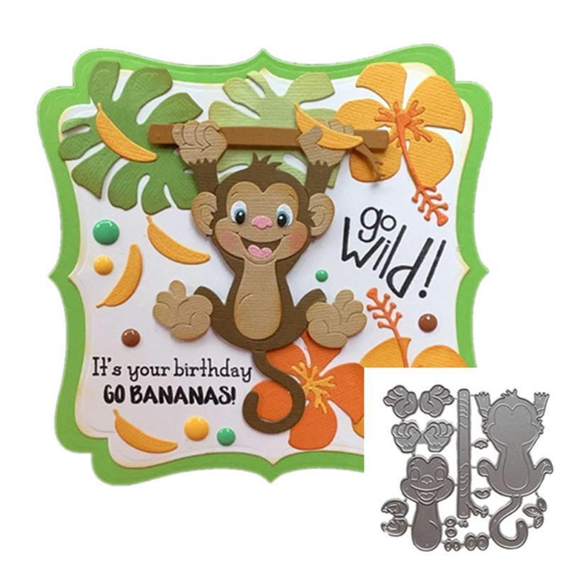 Cute Monkey Clear Stamps Carbon Steel Printing Cutting Die Mould