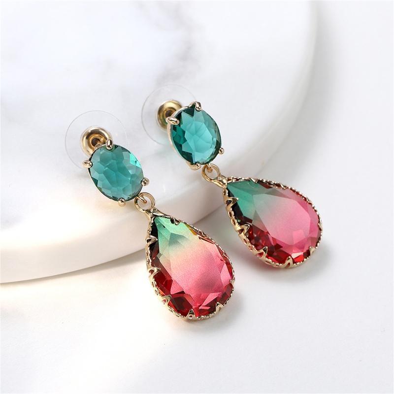 Nice Double-color Glass Pendant Earrings Water Droplets Earrings Dangle Earrings