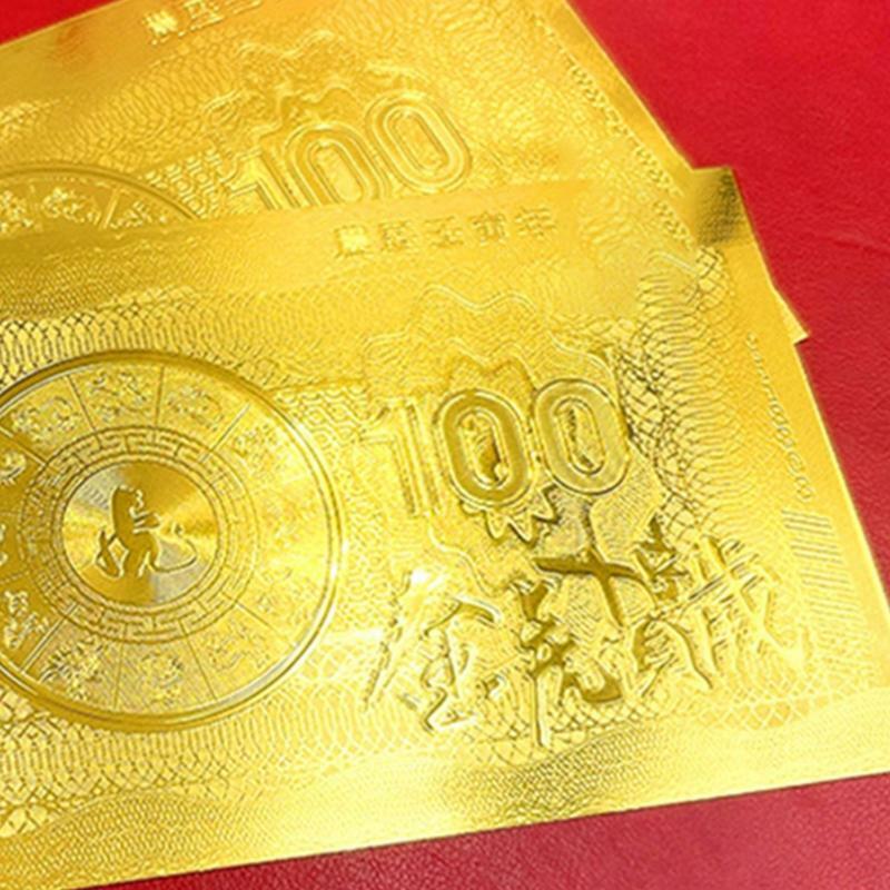 Chinese Zodiac New Year Tiger Metal Foil Note Collection with Red Money Envelope