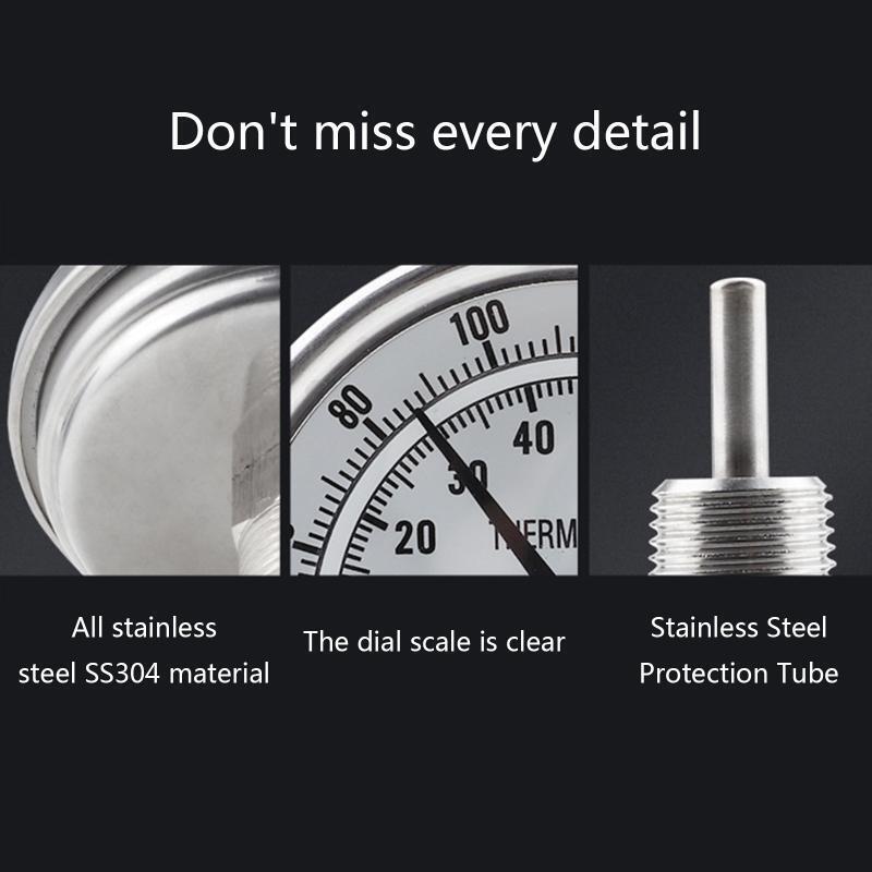 Multipurpose Thermometer with Dual Scale Stainless Steel Temperature Gauge Meter
