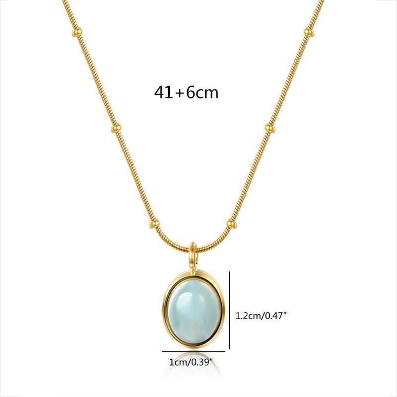 Sea Of Stars Oval Pendant Copper Chain Luxury Clavicle Chain For Women Girl Gift