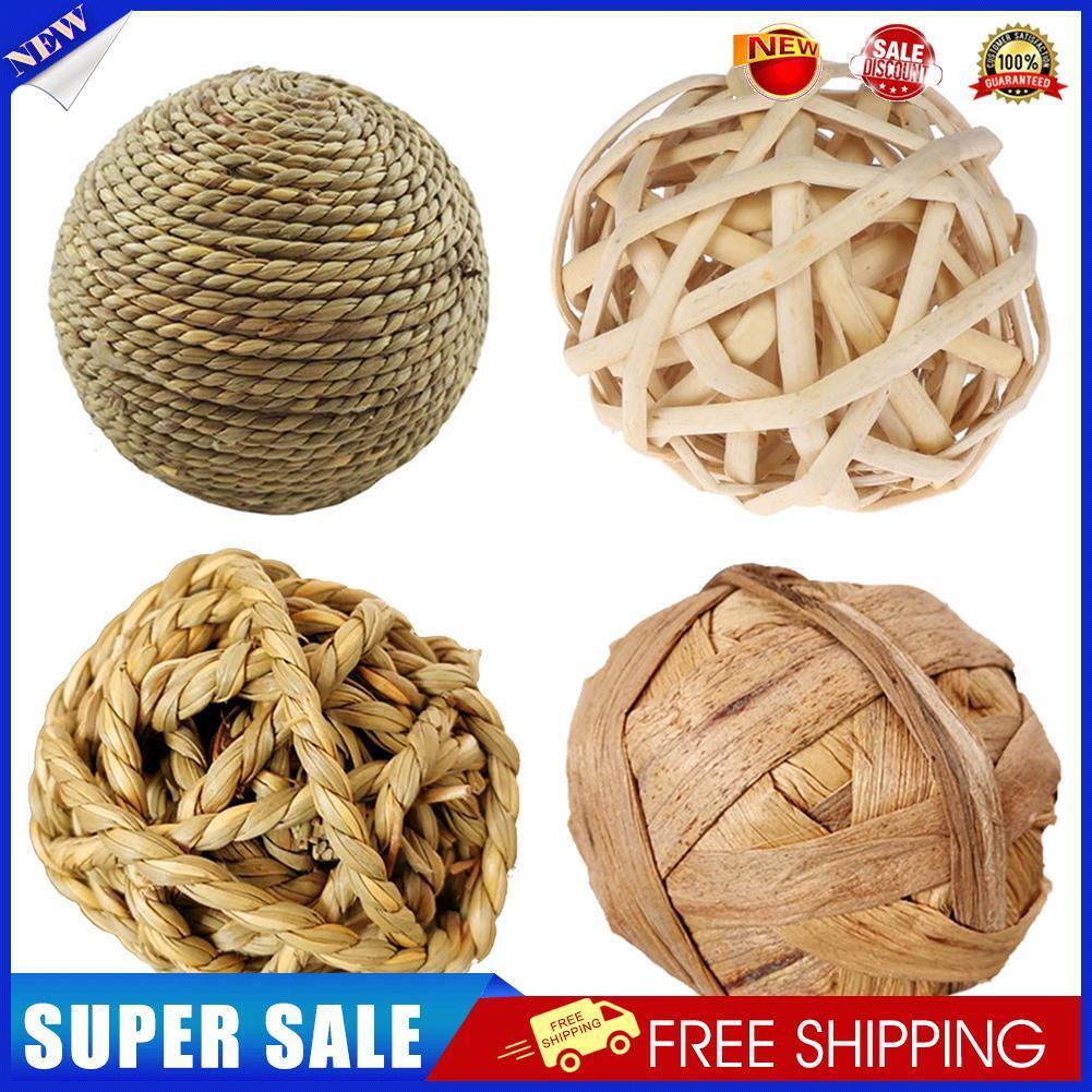 4pcs Hamster Rabbit Chewing Grass Ball Small Pet Teeth Clean Molar Ball Set