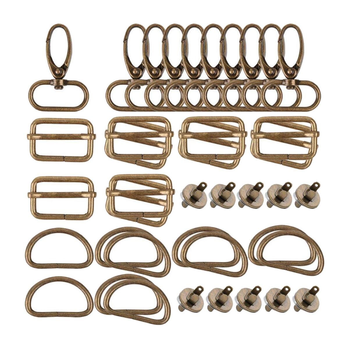 2x Purse Hardware Set D Buckle Snap Hooks Key Chain for DIY Wallet Bag Making