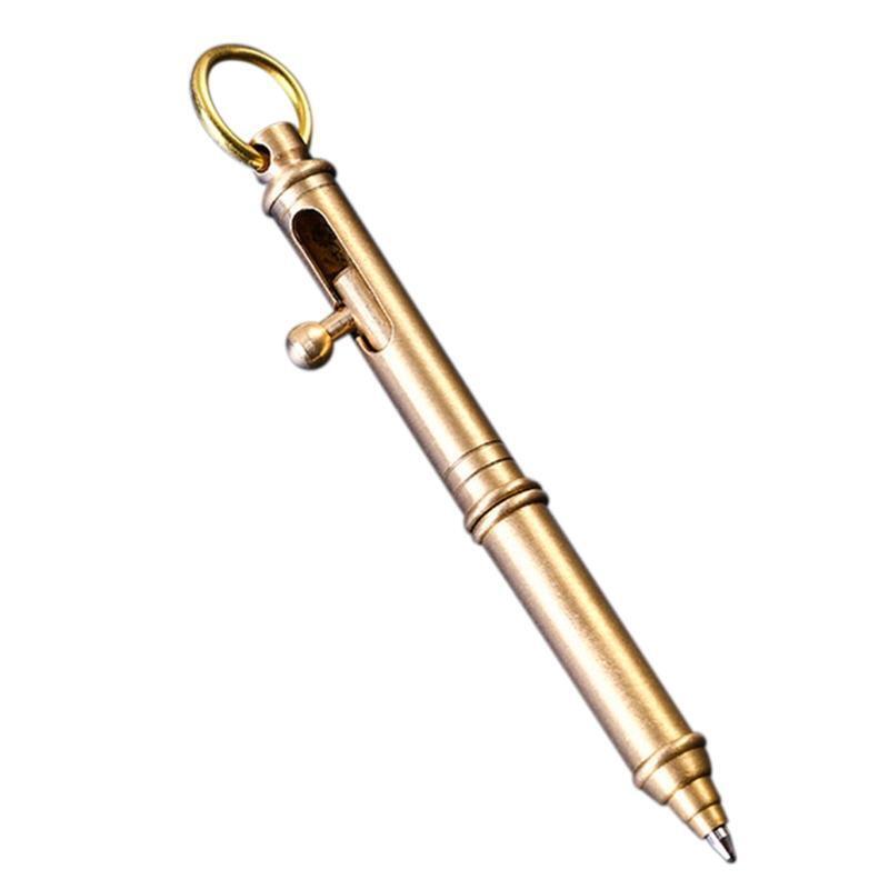 10cm Strong Gun-shaped Brass Pen Gun Bolt Style with Hanging Ring for Pocket