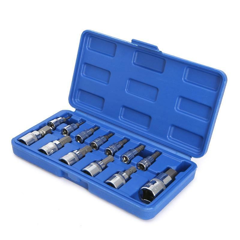 13Pcs/set Metric Allen Hex Ratchet Wrench 1/4" 3/8" 1/2" Drive Socket Tools