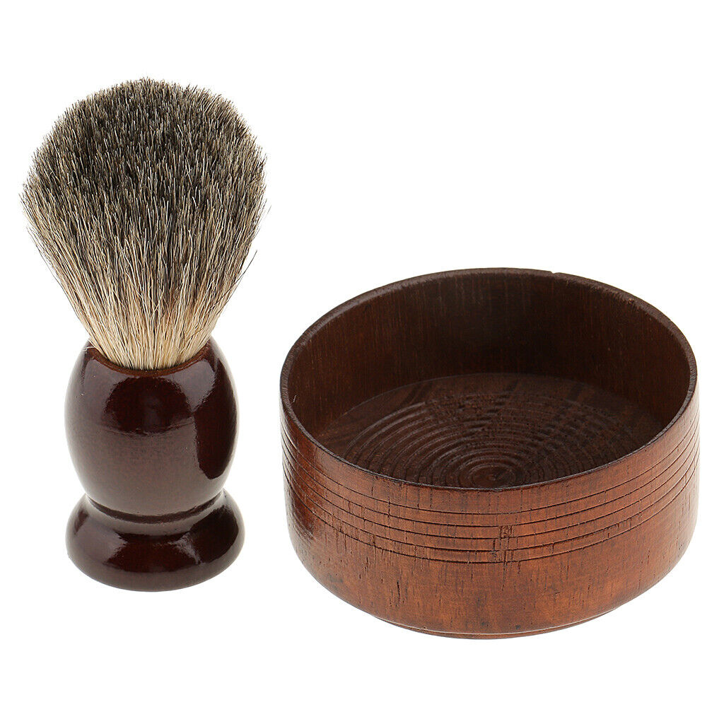 Men's Shaving Brush With Shave Mug Bowl Barber Beard  cup kit