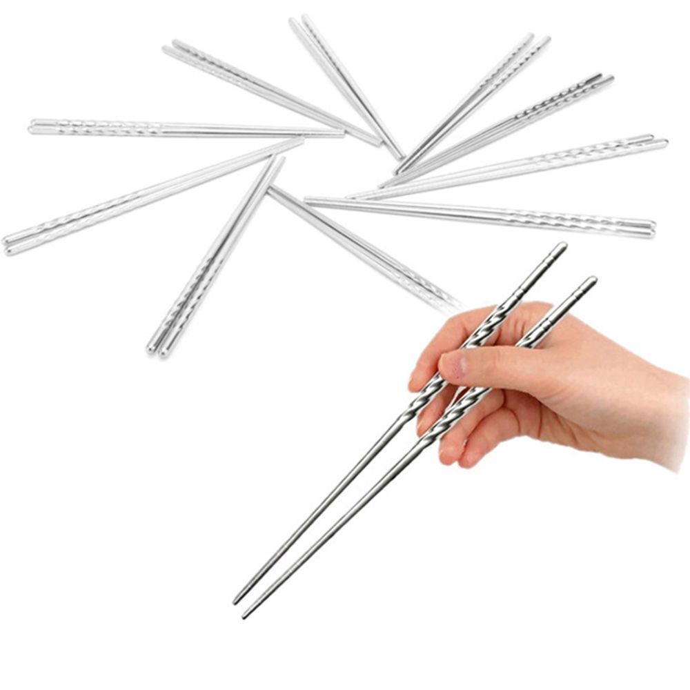 5 Pair Reusable Chopsticks Metal  Stainles Steel Chop Sticks 22.5 x 0.6 cm
