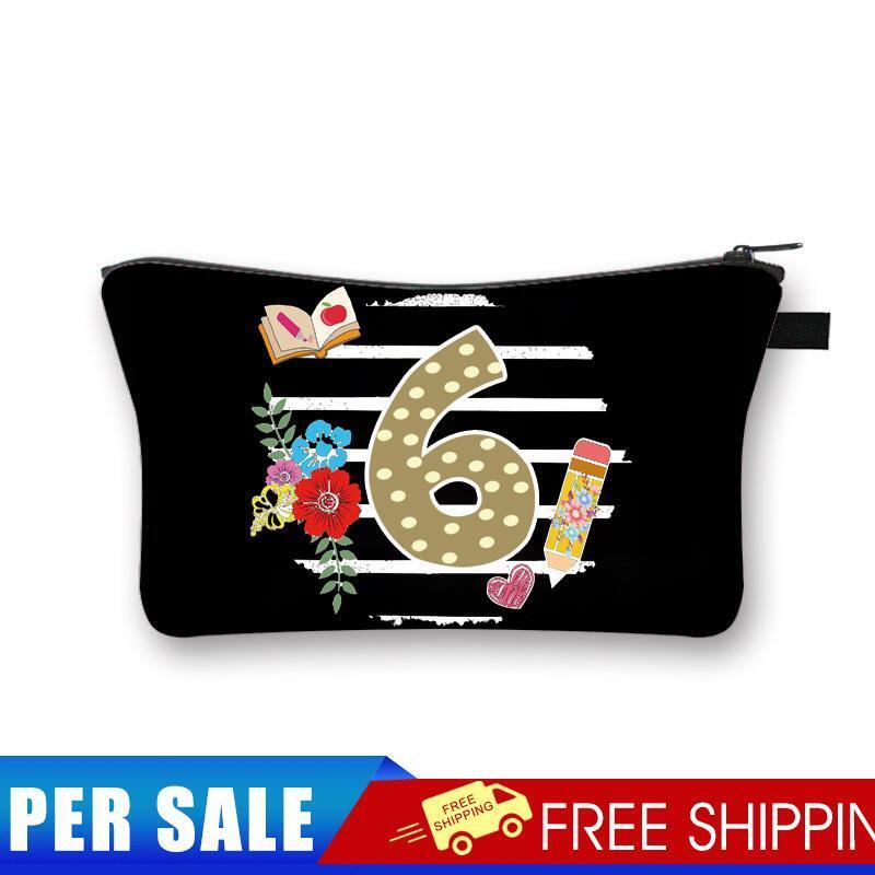Number Printed Hand Hold Travel Storage Cosmetic Bag Toiletry Bag