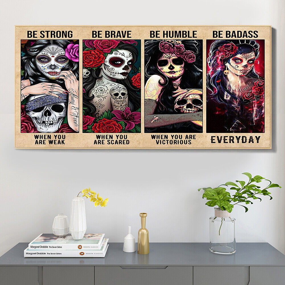 Beauty Skeleton Oil Painting By Numbers DIY Frameless Art Picture On Canvas