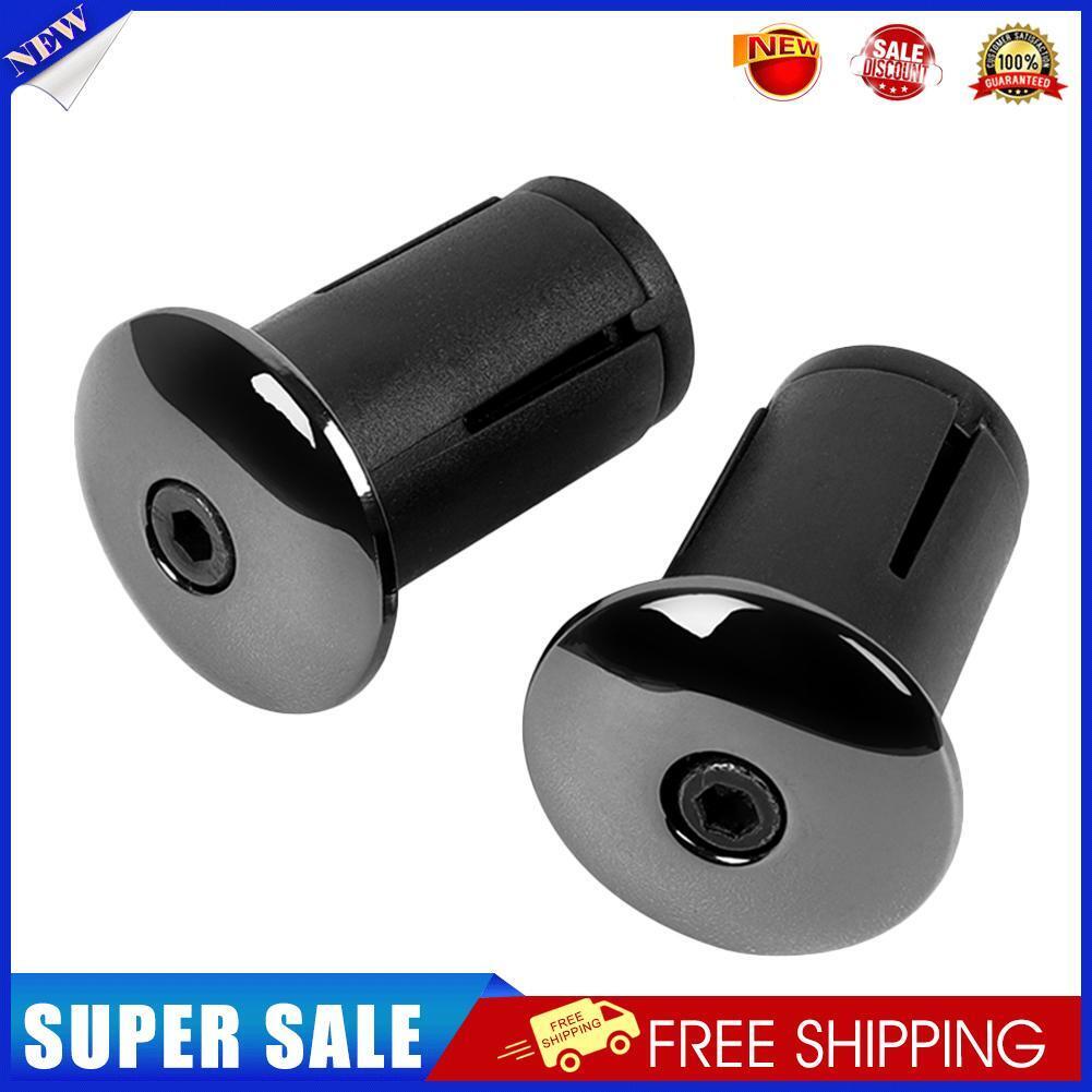2pcs Bicycle Bar End Plugs Aluminum MTB Road Bike Handlebar Caps (Black)