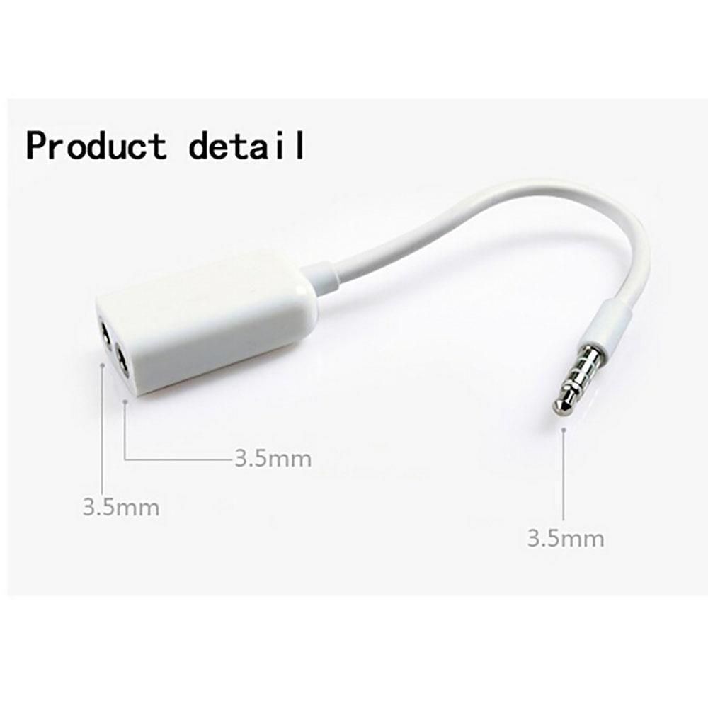 Stereo 3.5mm Headphone Y Splitter White Audio Cable 1 Male To 2 Female