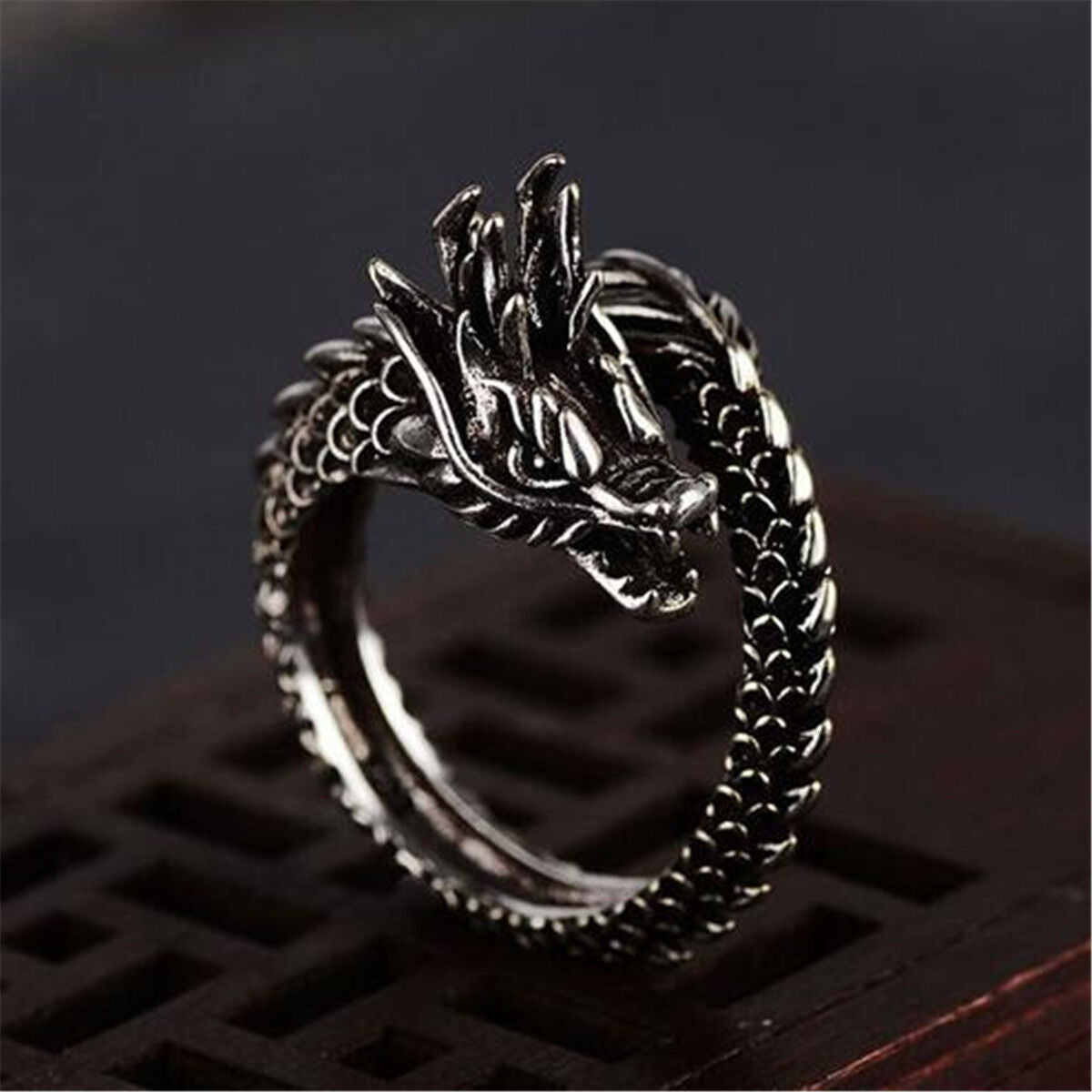 Adjustable Alloy Fashion Open The Dragon Ring for Men Finger Rings