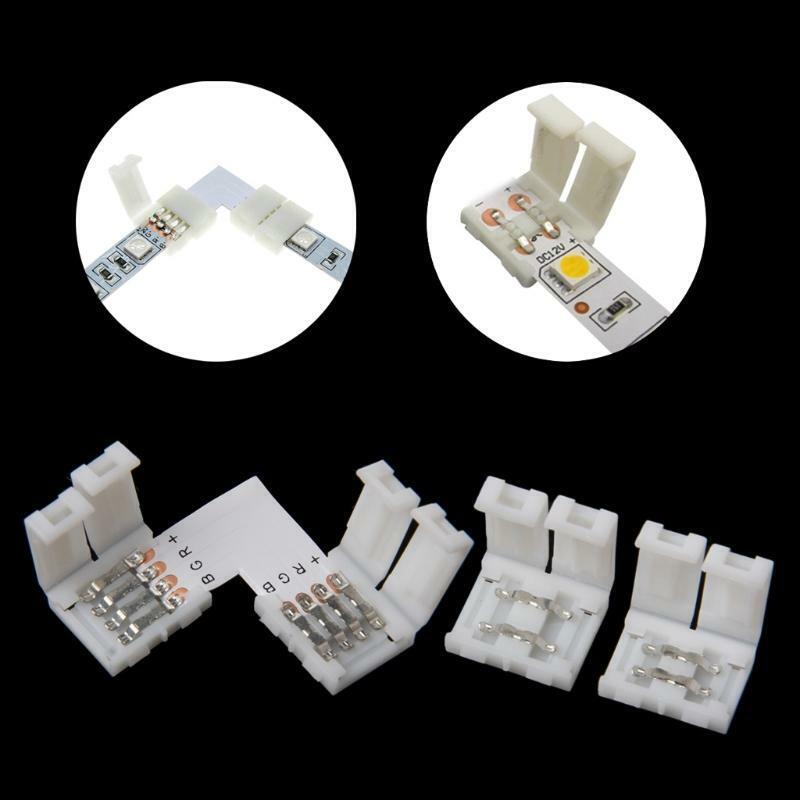 Solderless Clip-on Coupler Connector 2 Pin 10mm For 5050 Single Color LED Strip