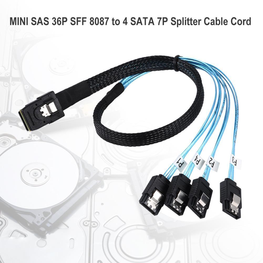 Cabledeconn G0101 MINI SAS 36P SFF 8087 to 4 SATA 7P Splitter Cable Cord