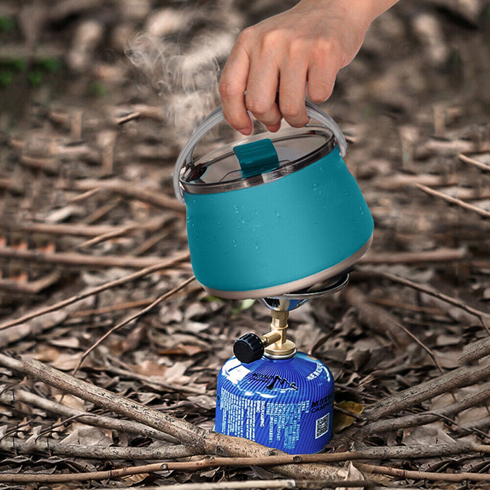 Silicone Folding Kettle Portable Tea Cooker Mini Boiling Water Pot (Blue)