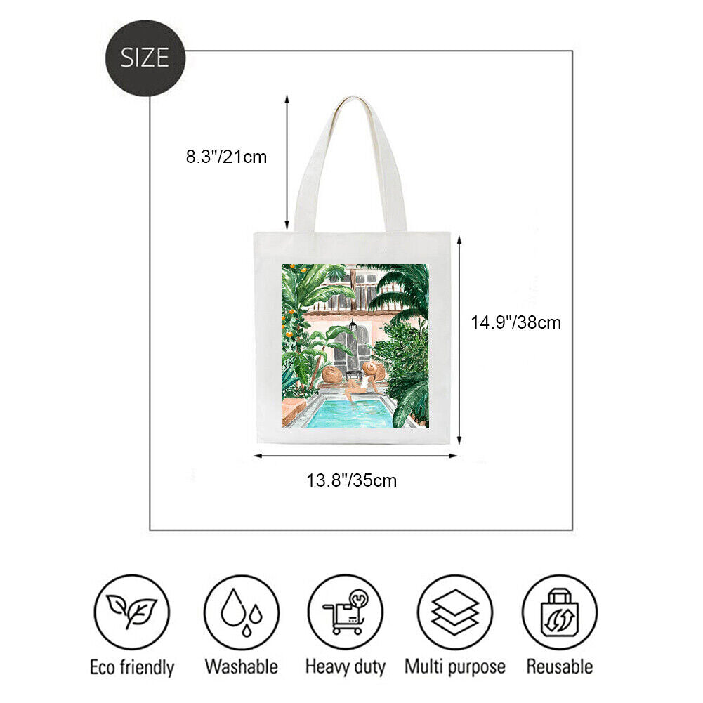 Girl washing her feet in the pool Printed Canvas Tote Bag (35*38cm)
