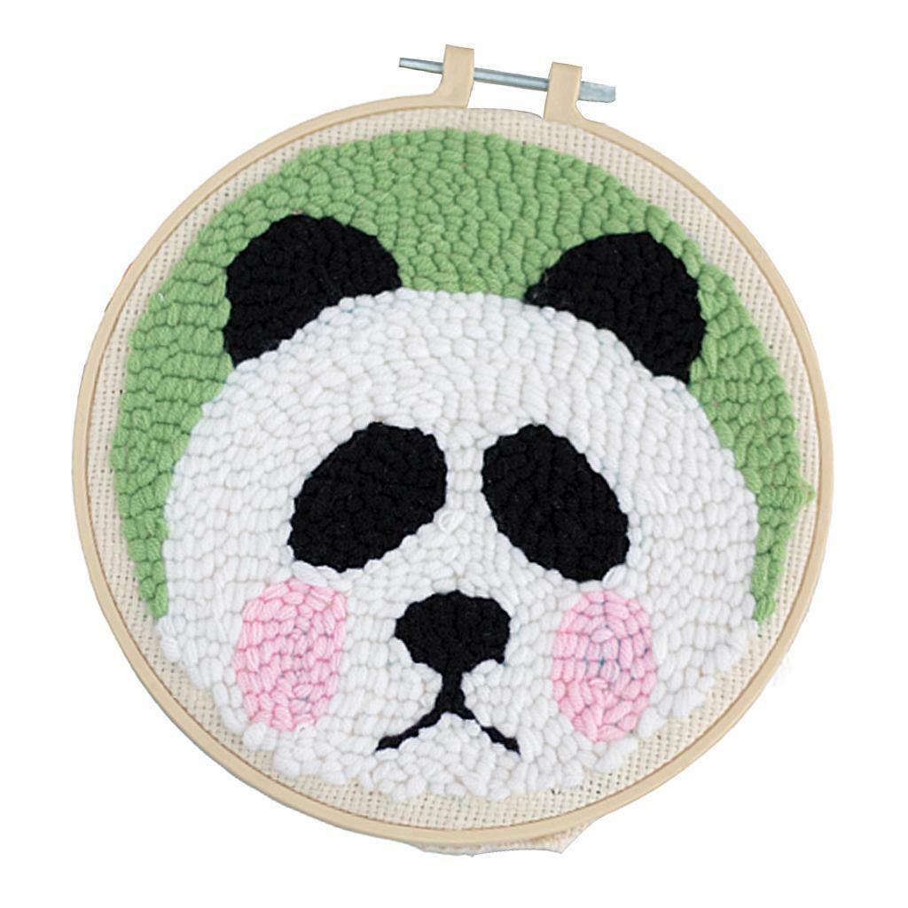 Lovely Panda Punch Needle Kits with  Tools Soft Yarn for