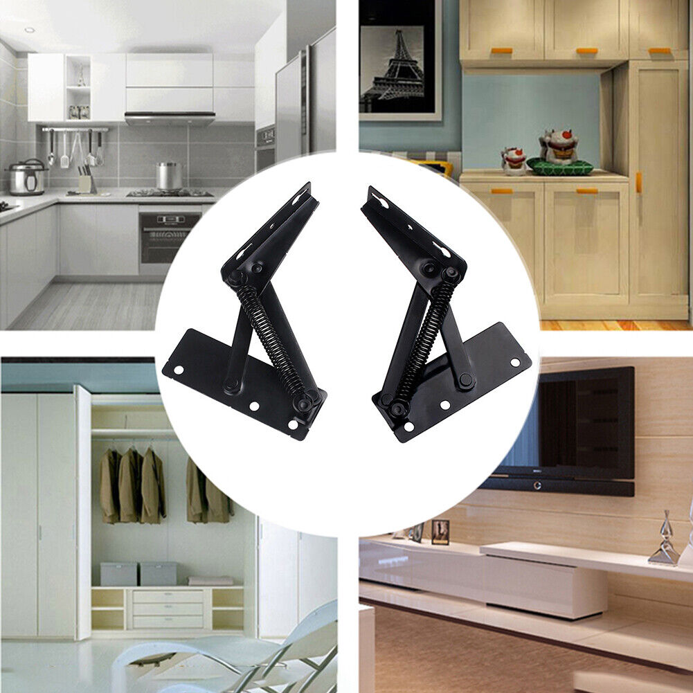 2pcs 10kg 80 Degree Folding Cabinet Door Lift Up Top Sofa Bed Spring Hinges