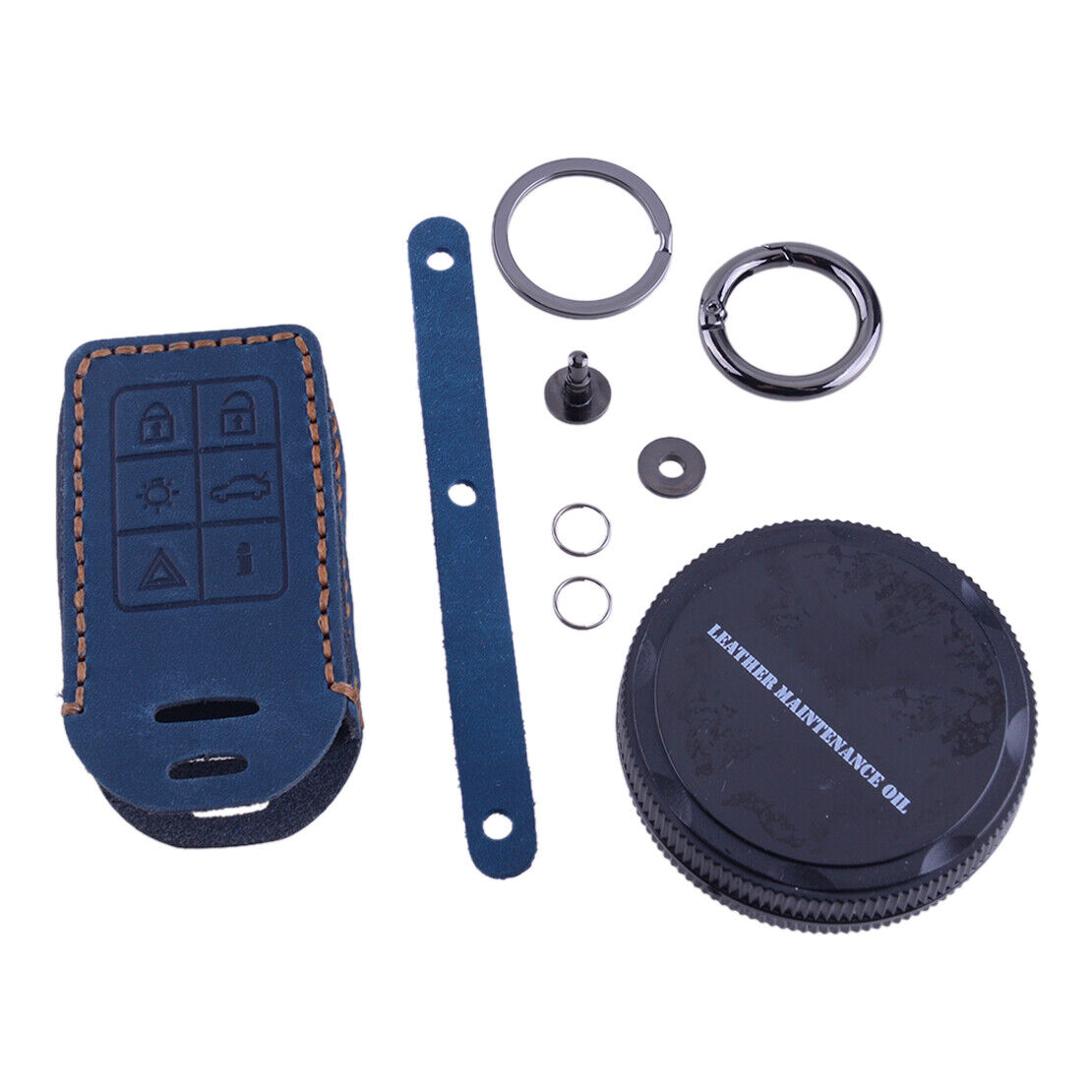 Leather Car Remote Key Fob Case Cover Assy Fit For Volvo S60 S80 V70 XC60 XC70