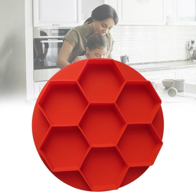 7 Grid Hexagonal Burger Press Mould Hamburger Patties Freezer Silicone Storage