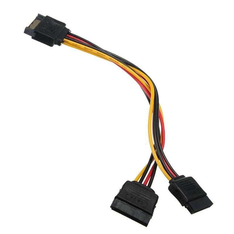 1 to 2 Sata Hard Drive Power Adapter Cable Sata Serial Port 15Pin Splitter 18AWG
