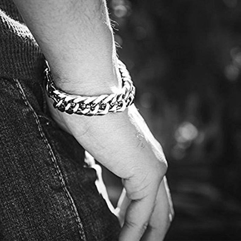 9mm Width Curb Chain Link Bracelet Stainless Steel Wristbands Bracelet Men Gifts