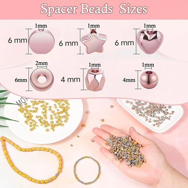 2160 Pieces Spacer Beads Set Various Shapes Bracelet Beads Heart Round Beads