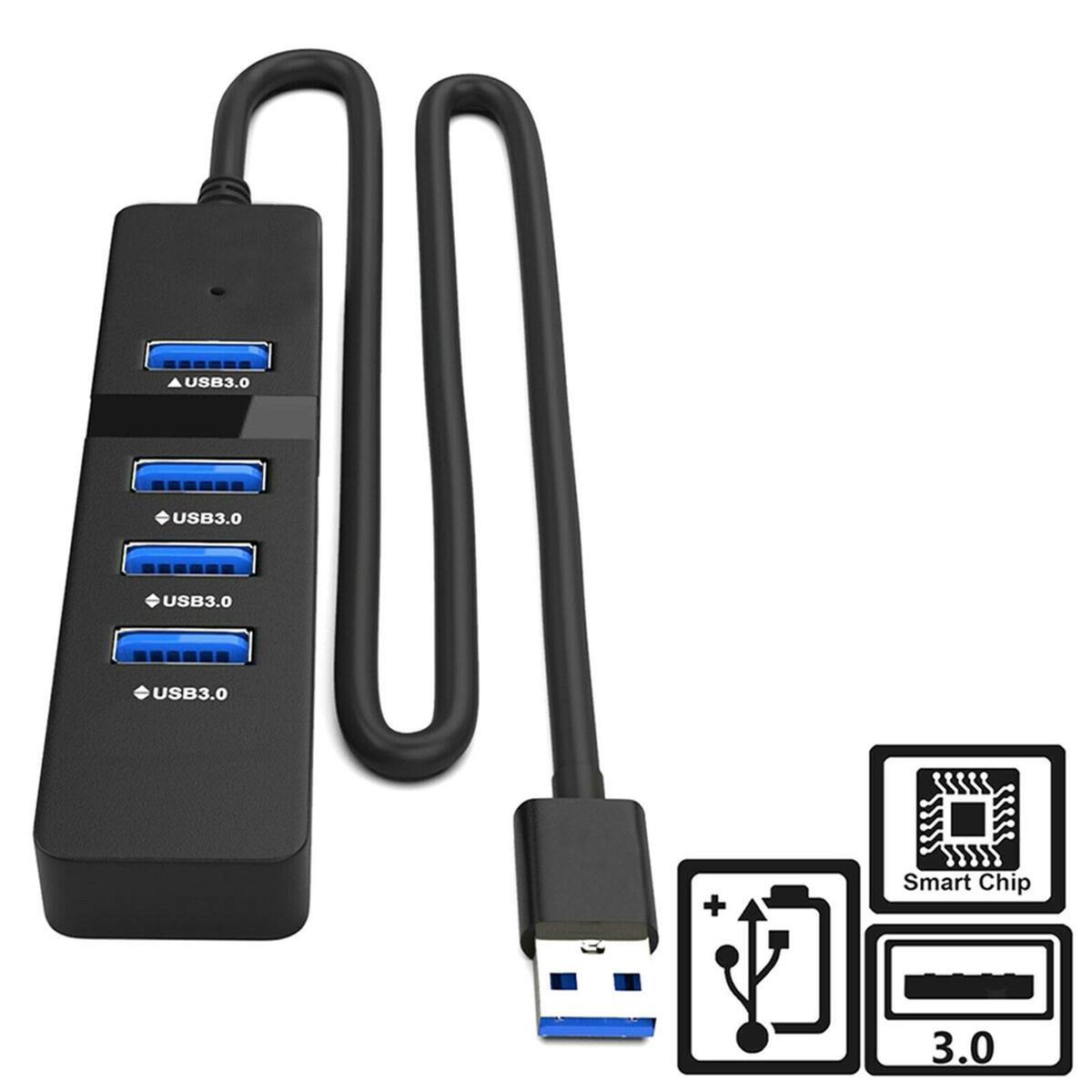 Portable 4 Ports USB 3.0 Hub Multi Splitter Expansion Data USB Hub for Laptop