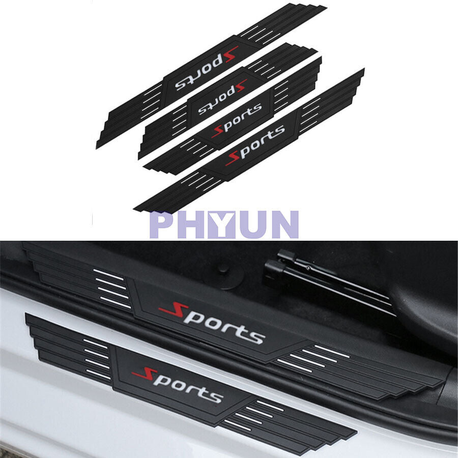 4pcs Car Waterproof Sport Style Bumper Corner Protector Door Sill Cover Black