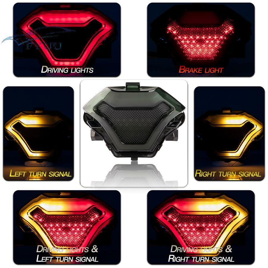 Red LED Brake Tail Light w/Flowing Turn Signals For Yamaha YZF FZ07 MT07 LC150