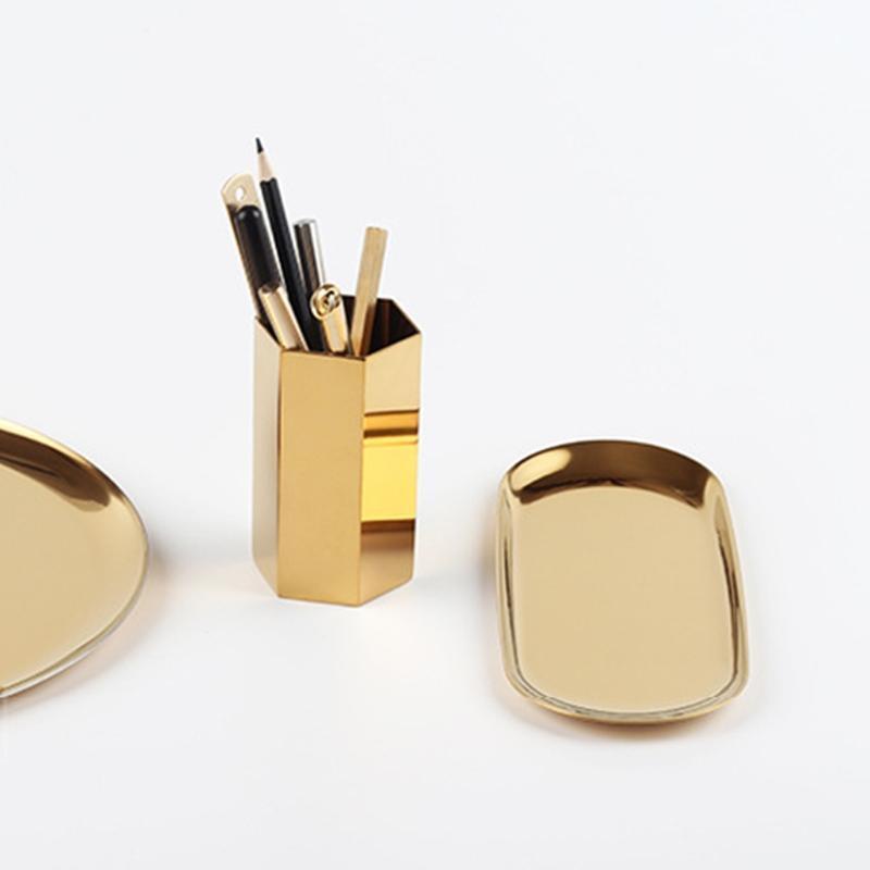 Creative Hexagon Desktop Pen Holder Makeup Brush Organizer Utensil Household