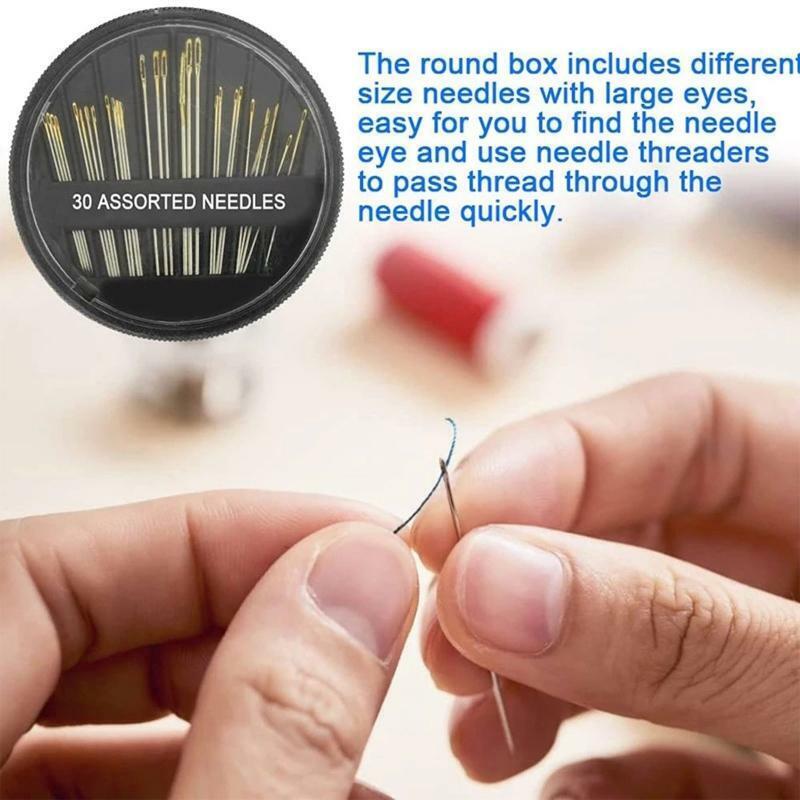 Sewing Tools Set Needle Threader w/ Assorted Needles Hand Sewing Accessories