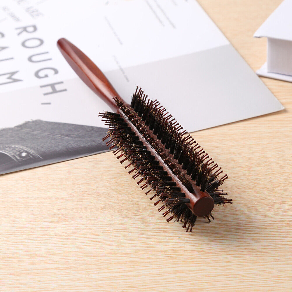 3 Sizes Anti Static Wood Bristle Hair Round Brush Hairdresser Styling