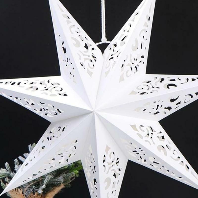 Hollow Out Eight Angle Paper Led Lantern Star Night Light Hanging Lamp Ornament
