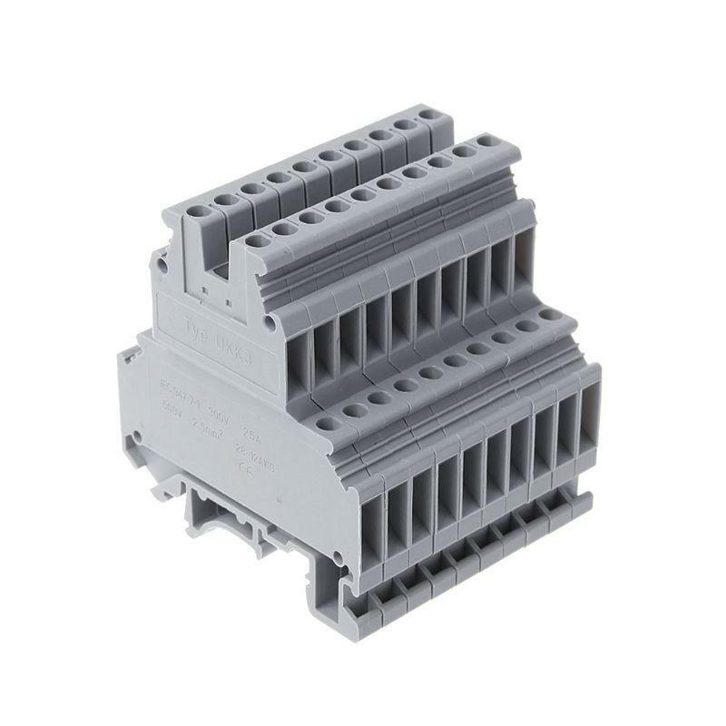 50 Pcs UKK3 DIN Rail Double Level Dual Row Terminal Block 500V 25A 28-12AWG Gray