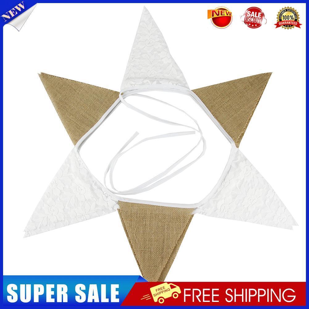 12 Flags Rose Leaves White Lace Party Wedding Pennant Bunting Banner Decor-