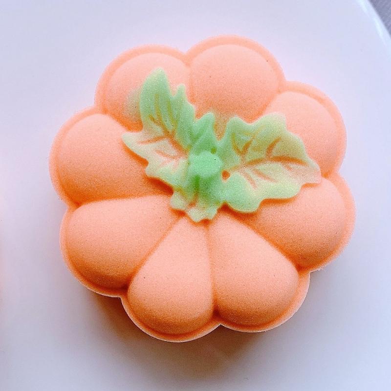 Eight Petal Pumpkin Round Moon Cake Mould 65g Hand-Pressure 2 Stamps Mooncake