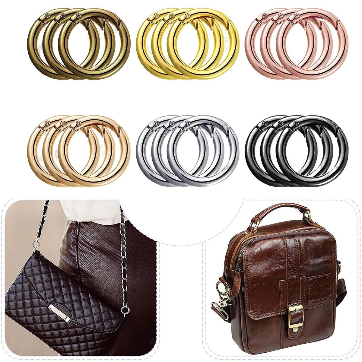 18Pcs Spring Gate O Rings Spring Clip Round Carabiner 1 inch Metal Snap Clip DIY