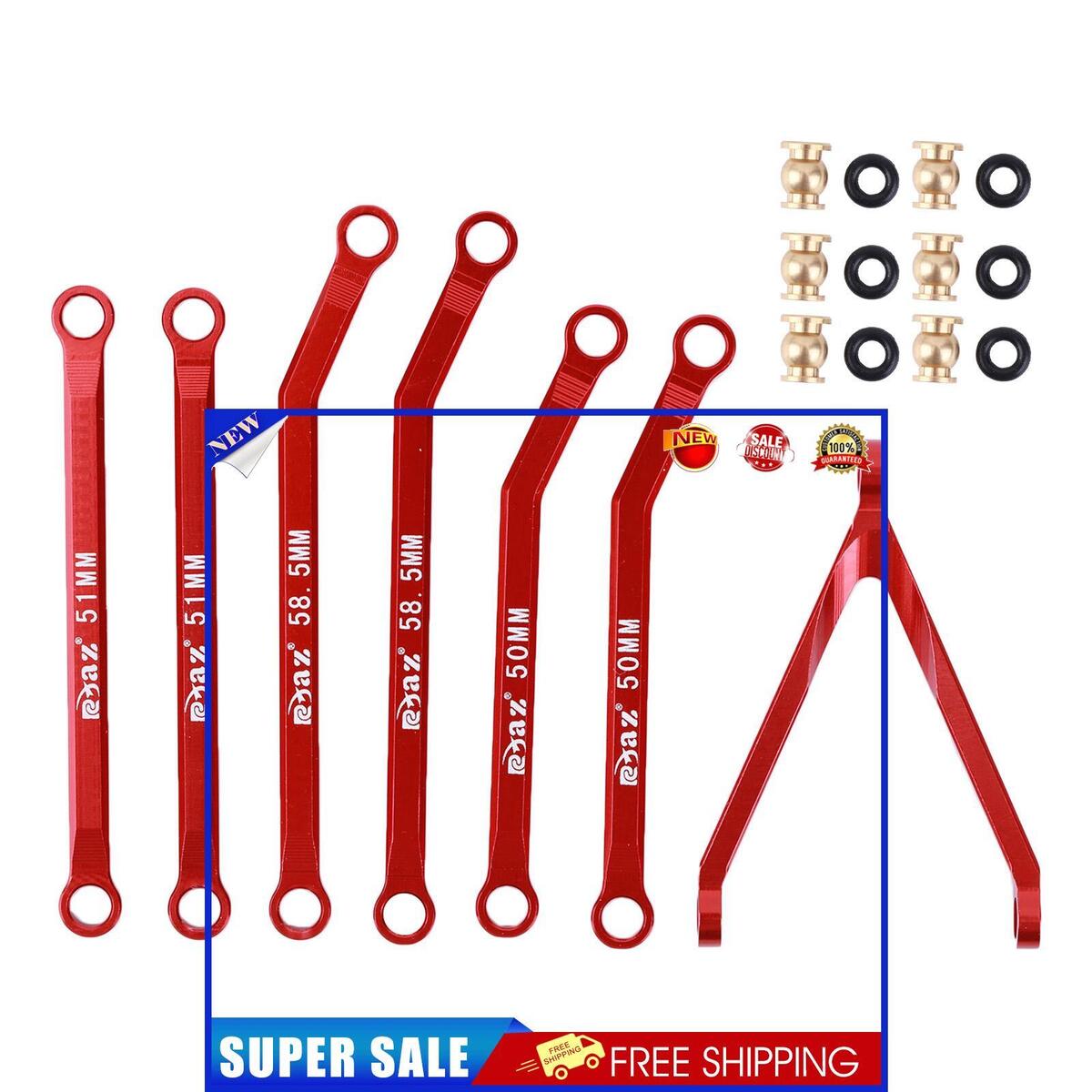 RC Car High Clearance Chassis Links Set for 1/24 Axial SCX24 B17 (Red)