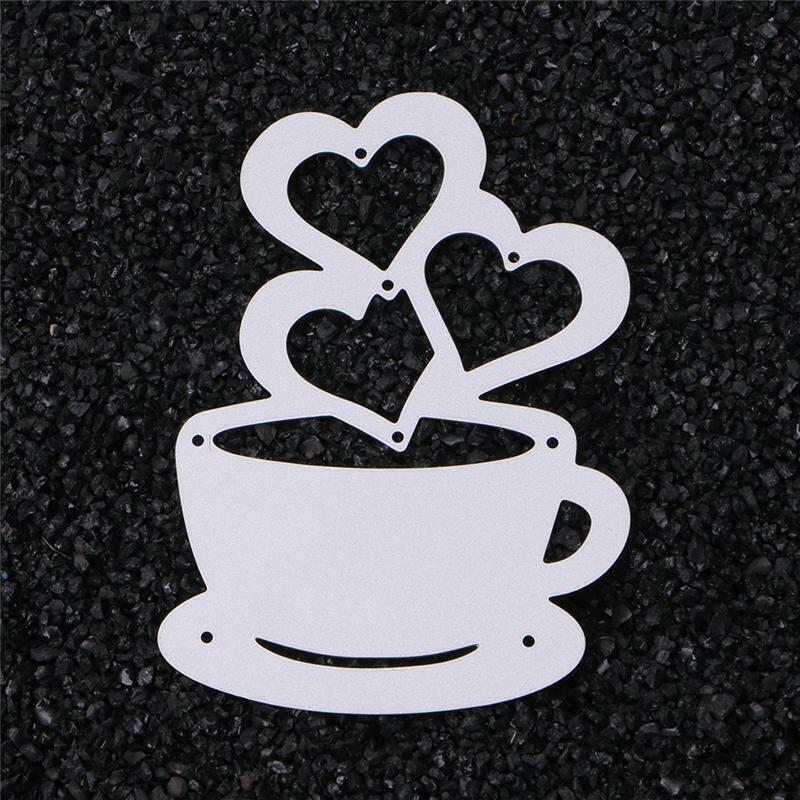Heart Coffee Cutting Dies Stencils Scrapbook Album Paper Card Embossing Craft