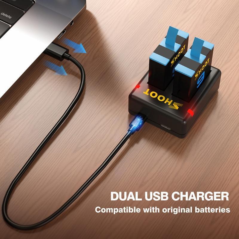 Replacement Hero 9 Batteries 1800mAh (2-Pack) and 2-Channel USB Storage Charger